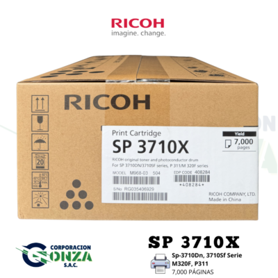 Toner Ricoh 408284 Negro SP 3710X 7,000 Paginas